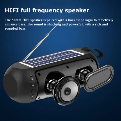 Portable FM Radio Solar Charging Radios Receiver Wireless Bluetooth Speaker MP3 Music Player with Microphone Support TF Card USB