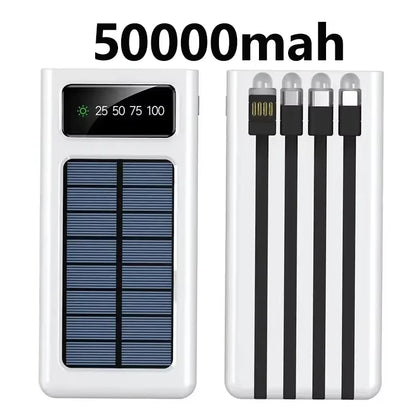 200000Mah Ultra-Large Capacity Power Bank Solar Charging Powerbank Come with Four Wires Suitable for Samsung Apple Huawei Xiaomi