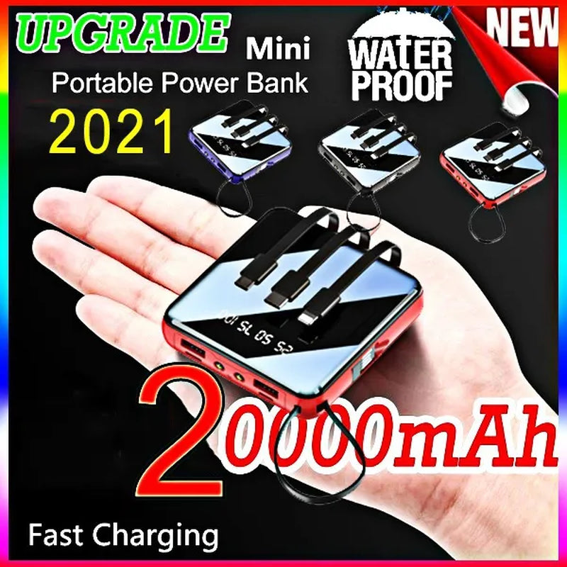 New 10000Mah/20000Mah Mini Power Bank, with Cable Power Bank LED Flashlight Power Display Portable Charger [<Dachan2>]