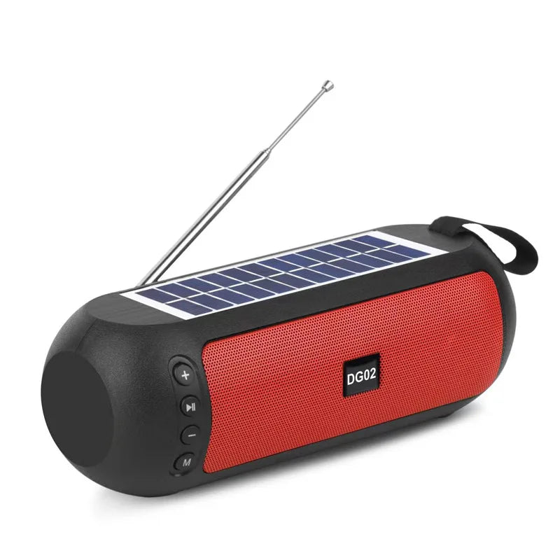 Portable FM Radio Solar Charging Radios Receiver Wireless Bluetooth Speaker MP3 Music Player with Microphone Support TF Card USB