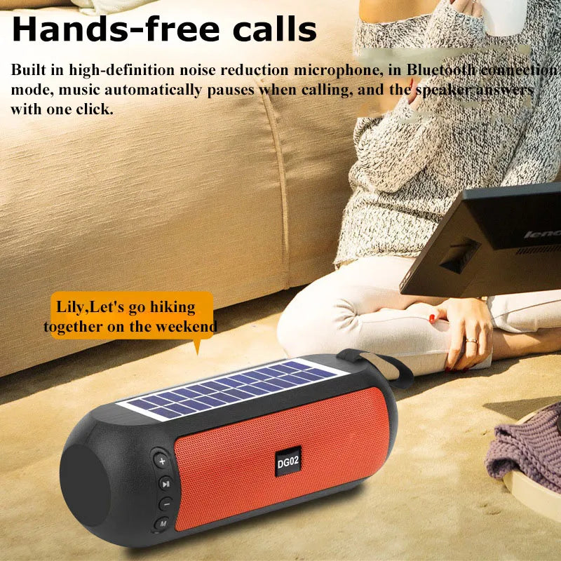 Portable FM Radio Solar Charging Radios Receiver Wireless Bluetooth Speaker MP3 Music Player with Microphone Support TF Card USB