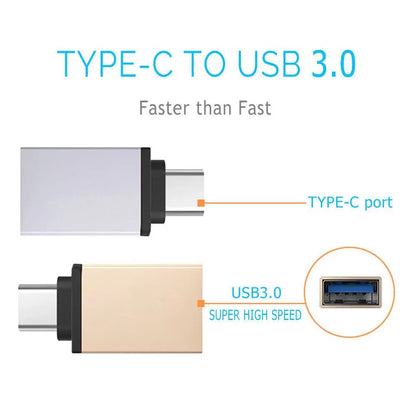 [2 in 1 Pack] Type C OTG, (Tm) 1 Type C to USB Adapter + 1 Type C to Micro USB Adapter, Converts/Connects USB Type-C Input/Output to 3.0 Usb/Micro USB, for Power/Data/File Transfer (Black)