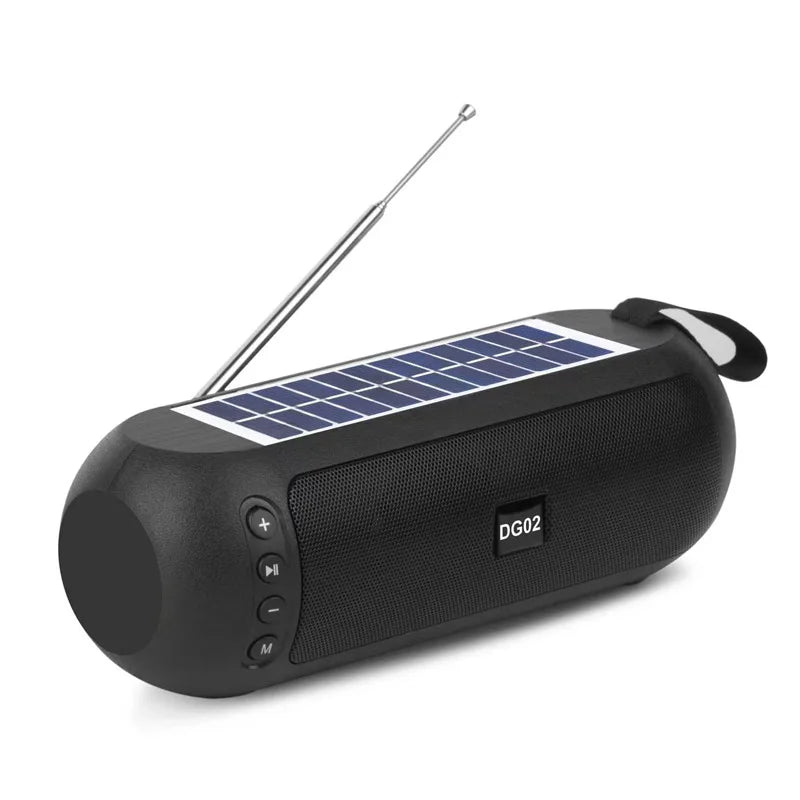 Portable FM Radio Solar Charging Radios Receiver Wireless Bluetooth Speaker MP3 Music Player with Microphone Support TF Card USB