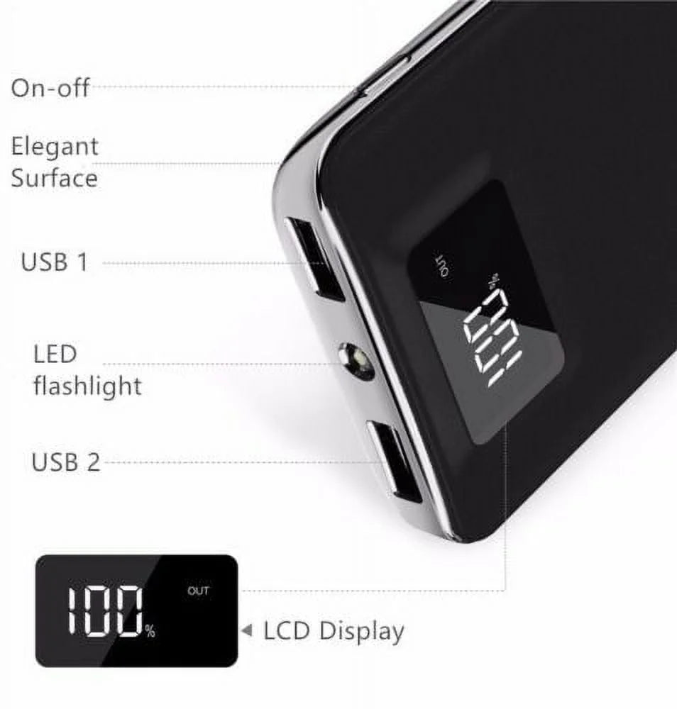 20000Mah Power Bank FAST CHARGE, Digital Display, Dual Port 2.1A & 1A, Universal