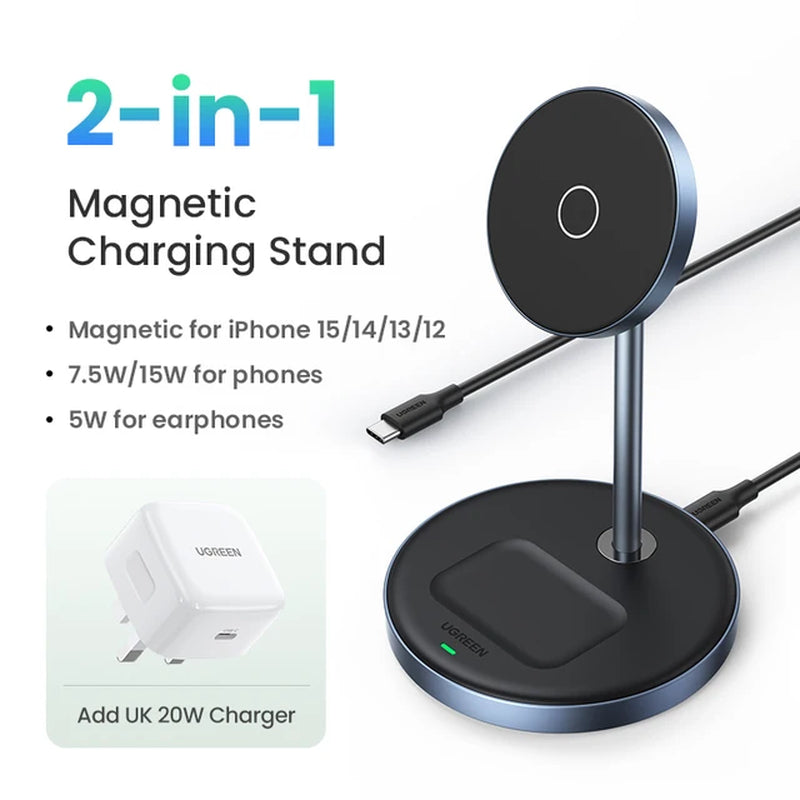 Magnetic Wireless Charger Stand 20W Max 2-In-1 Charging Stand for Iphone 15 14 Pro Max/Iphone 13/Airpods Fast Charger