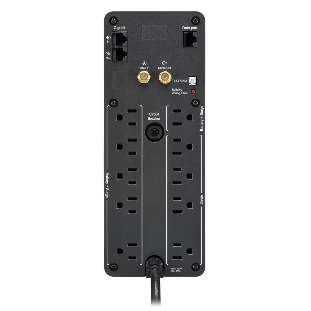 Back-Ups Pro 1500VA Battery Backup/Surge Protector with 6 Battery Backup Outlets, 4 Surge Protect Outlets & 2 USB Ports