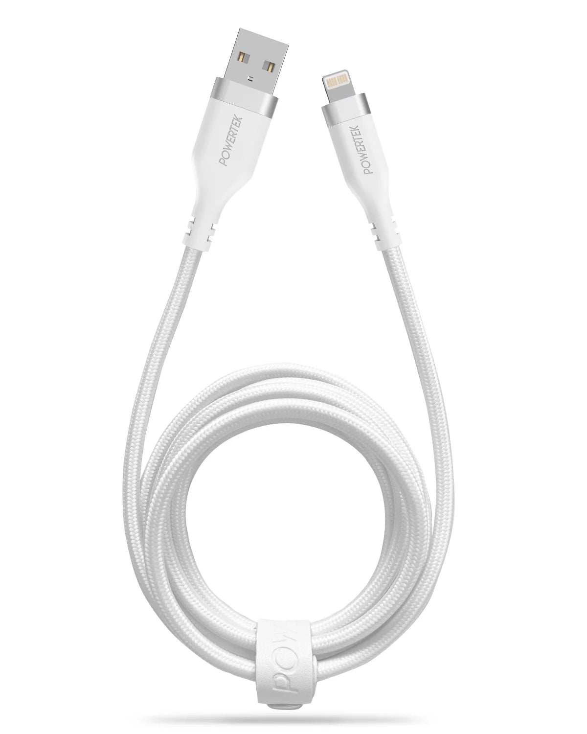 Powertek Ipad & Iphone Lightning Charger Cable, Fast Charging 6Ft MFI, Premium White